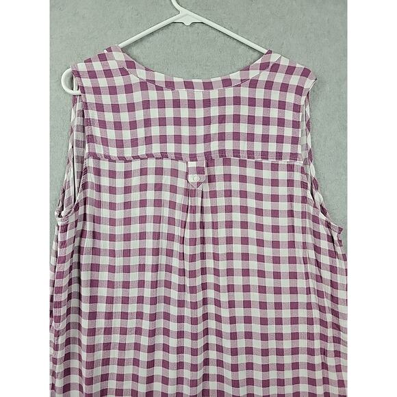 Market Spruce Purple White Gingham Sleeveless V Neck Tank Top Women's Plus 2X - Picture 7 of 12